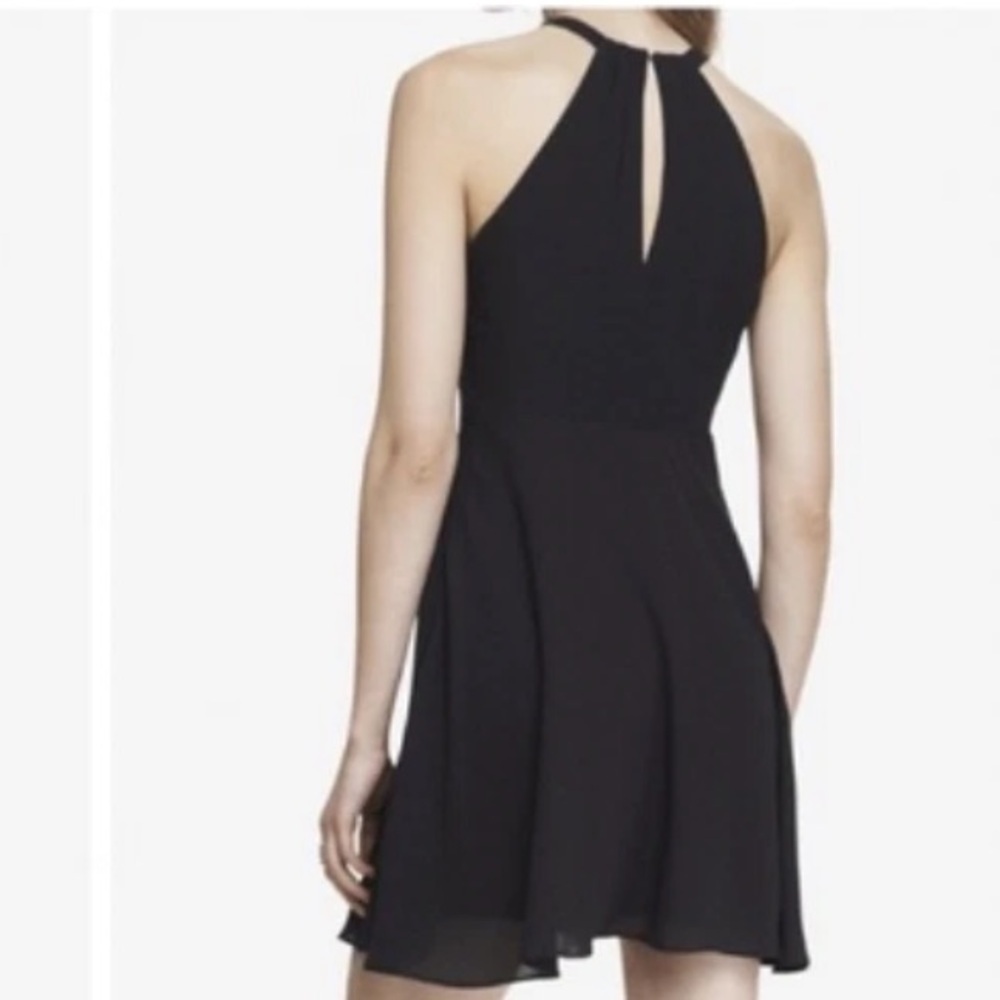 Express Halter Neck Keyhole Back Mini Dress Black Formal Homecoming 2 - Picture 14 of 14